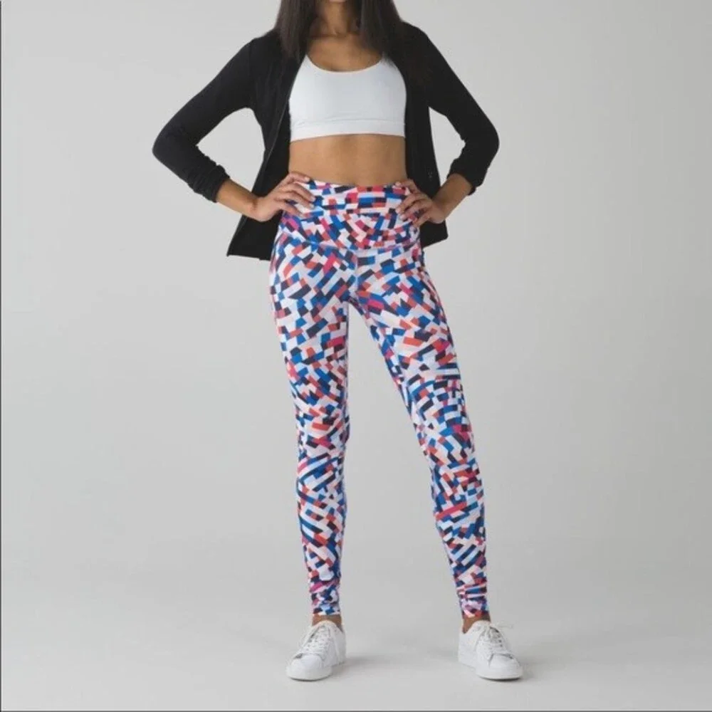 Lululemon Wunder Under Capoeira Multi Leggings High Rise Athletic Pants Size 4